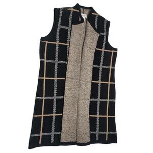 Christopher & Banks Black Sleeveless Longline Cardigan Sz S Open Knit  Vest
